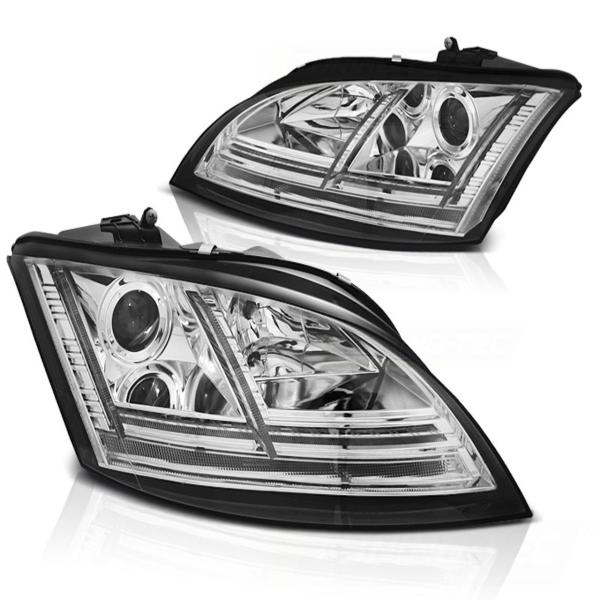 Xenon Scheinwerfer DRL LED Tagfahrlicht für Audi TT 8J 06- Chrom mit Kurvenlicht