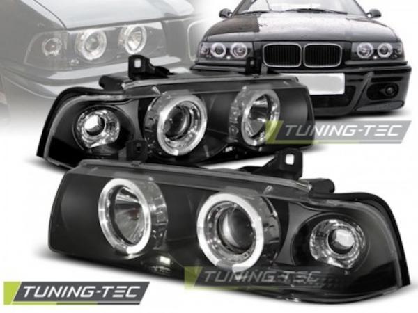 Scheinwerfer Angel Eyes für BMW 3er E36 Limo Touring Bj. 90-99 Schwarz