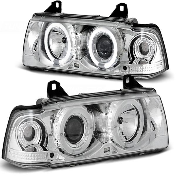 Scheinwerfer Angel Eyes für BMW 3er E36 Cabrio Coupe Bj. 92-99 Chrom