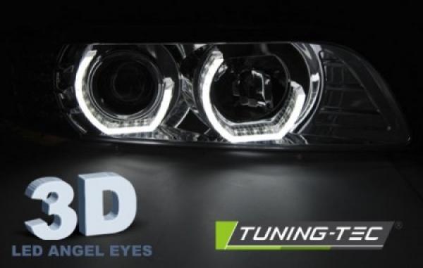 LED 3D Angel Eyes Scheinwerfer für BMW 5er E39 95-03 chrom