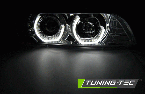 LED 3D Angel Eyes Scheinwerfer für BMW 5er E39 95-03 chrom