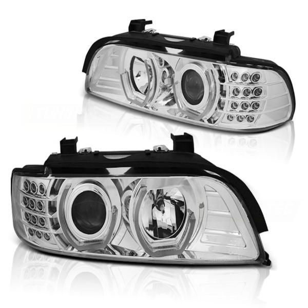 LED 3D Angel Eyes Scheinwerfer für BMW 5er E39 95-03 chrom
