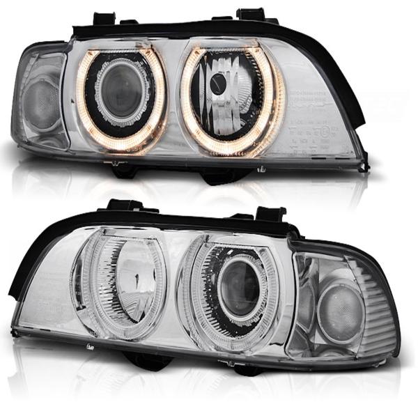 Xenon Scheinwerfer Angel Eyes für BMW 5er E39 Bj. 95-00 Chrom inkl. Xenon D2S Brenner