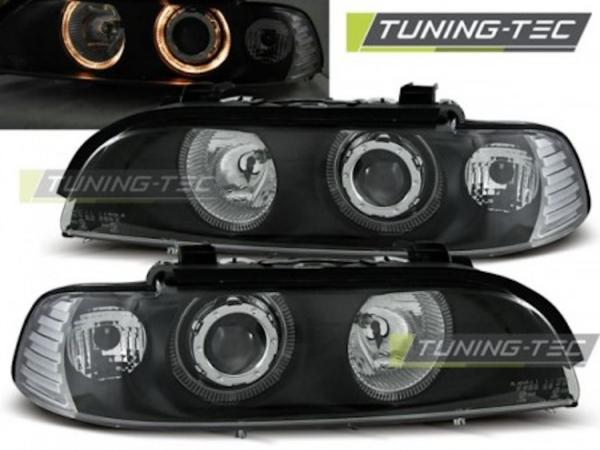 Scheinwerfer Angel Eyes für BMW 5er E39 Bj. 95-00 Schwarz