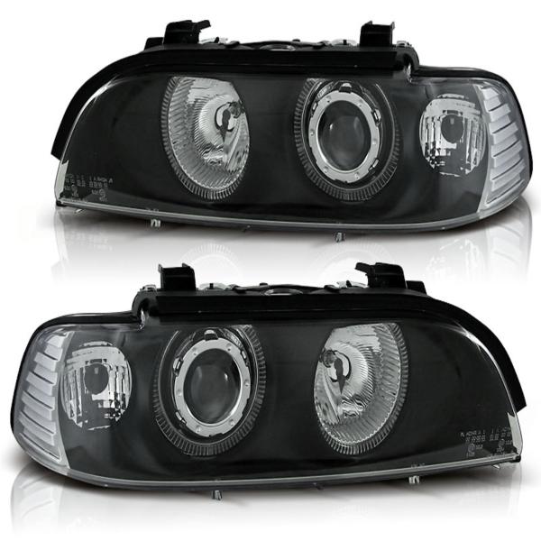 Scheinwerfer Angel Eyes für BMW 5er E39 Bj. 95-00 Schwarz