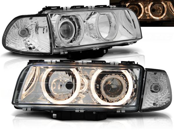 Scheinwerfer Angel Eyes für BMW 5er E39 Bj. 95-00 Chrom