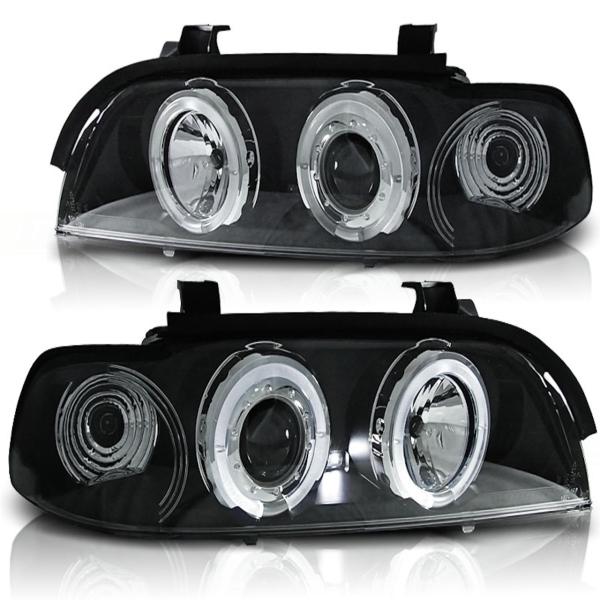 LED Angel Eyes Scheinwerfer für BMW 5er E39 95-03 schwarz Black