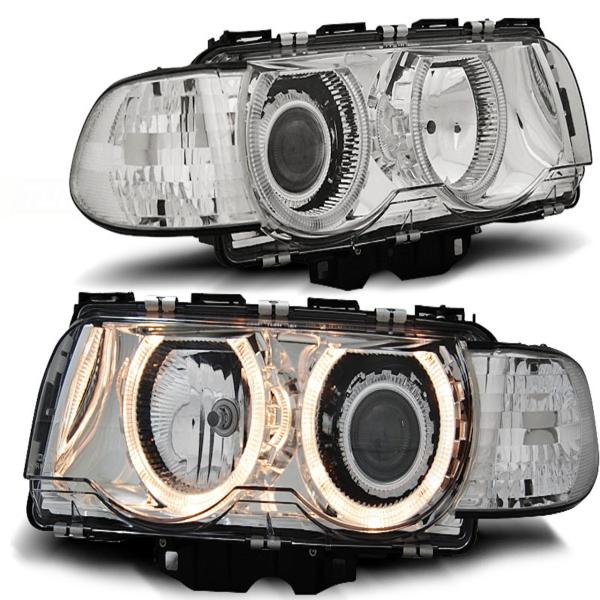 Scheinwerfer Angel Eyes für BMW 7er E38 Facelift Bj. 98-01 Chrom