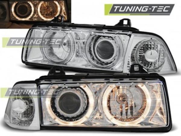 Scheinwerfer Angel Eyes für BMW 3er E36 Cabrio Coupe Bj. 92-99 Chrom