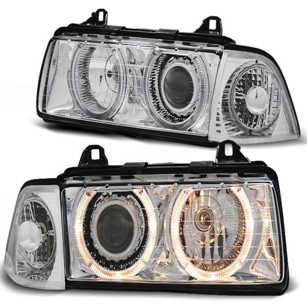 Scheinwerfer Angel Eyes für BMW 3er E36 Cabrio Coupe Bj. 92-99 Chrom
