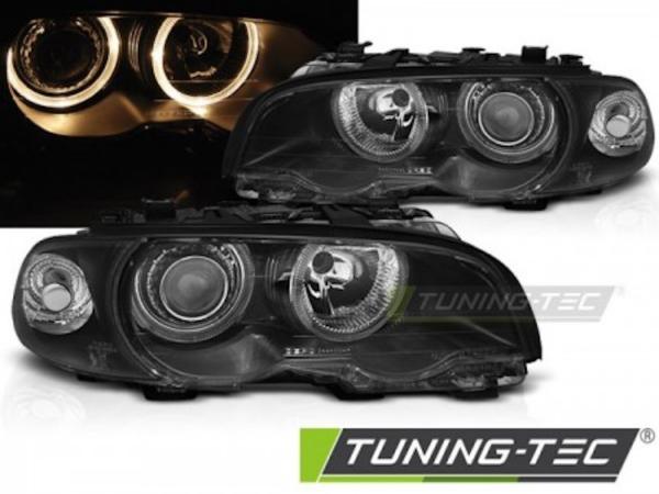 LED Angel Eyes Scheinwerfer für BMW 3er E46 Coupe / Cabrio 99-01 schwarz Set