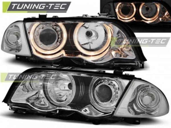 Scheinwerfer Angel Eyes für BMW 3er E46 Limo Touring Bj. 98-01 Chrom