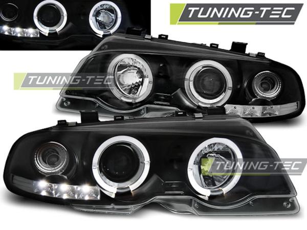 LED Angel Eyes Scheinwerfer für BMW E46 Coupe 99-03 schwarz Set