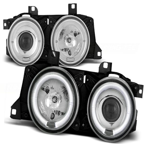 LED Angel Eyes Scheinwerfer für BMW 5er E34 /7er E32 86-95 chrom