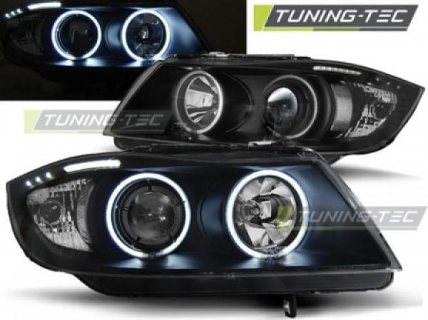 Scheinwerfer CCFL Angel Eyes für BMW 3er E90 E91 Bj. 05-08 Schwarz