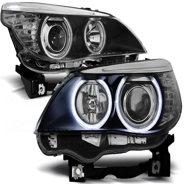 Scheinwerfer CCFL Angel Eyes für BMW 5er E60 E61 Bj. 03-07 Schwarz