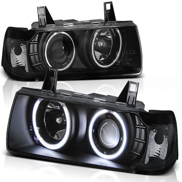 Scheinwerfer CCFL Angel Eyes für BMW 3er E36 Cabrio Coupe Bj. 90-99 Schwarz