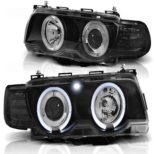 Xenon CCFL Angel Eyes Scheinwerfer für BMW 7er E38 98-01 Schwarz