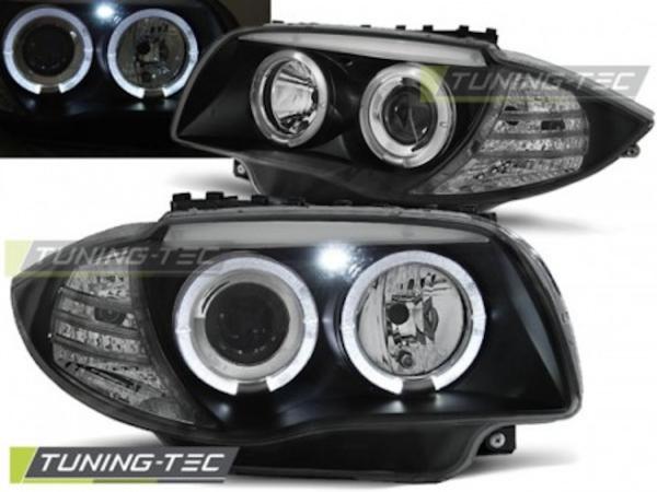 Scheinwerfer Angel Eyes für BMW 1er E81 E82 E87 E88 Bj. 04-11 Schwarz
