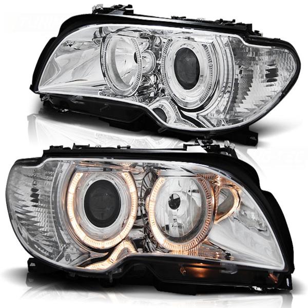 Scheinwerfer Angel Eyes für BMW 3er E46 Coupe Cabrio Bj. 03-06 Chrom