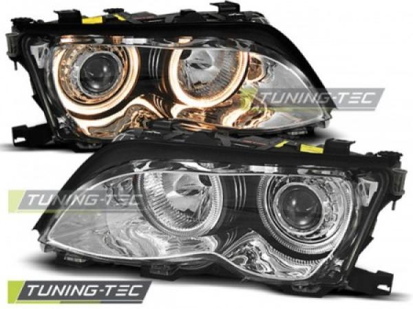 Scheinwerfer LED Angel Eyes für BMW 3er E46 Limo Touring Bj. 01-05 Chrom