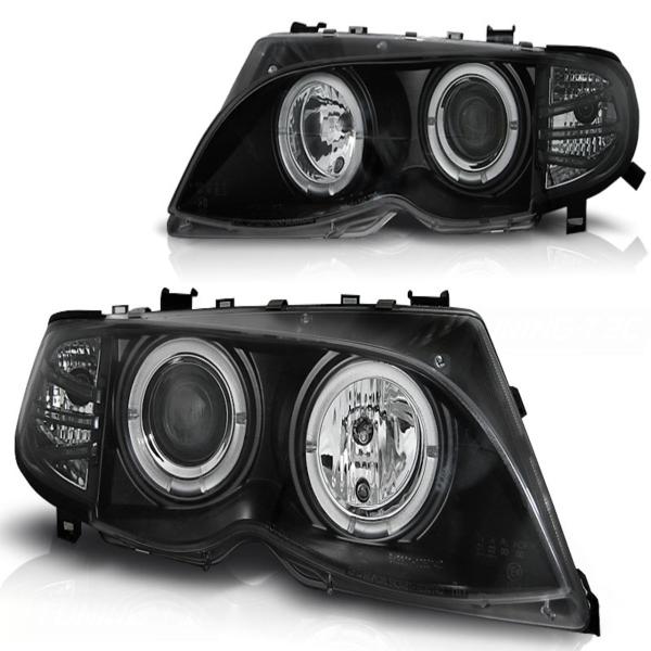 LED Angel Eyes Scheinwerfer für BMW 3er E46 01-05 chrom Set