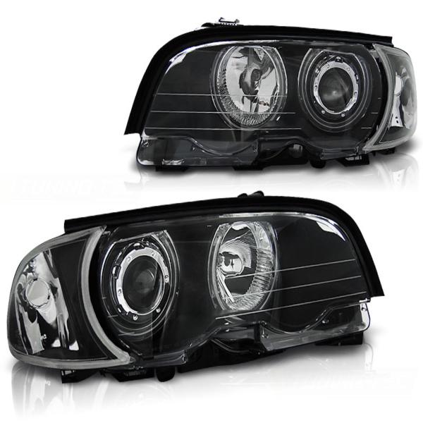 Scheinwerfer CCFL Angel Eyes für BMW 3er E46 Coupe Cabrio Bj. 99-03 Schwarz