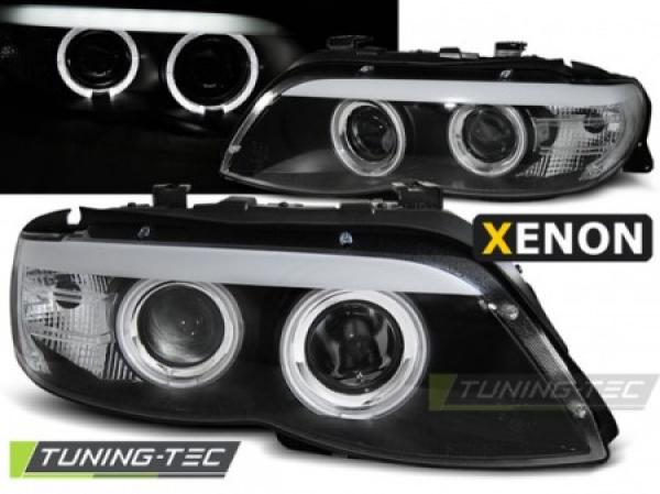 Xenon Scheinwerfer Angel Eyes für BMW X5 E53 Facelift Bj. 03-06 Schwarz
