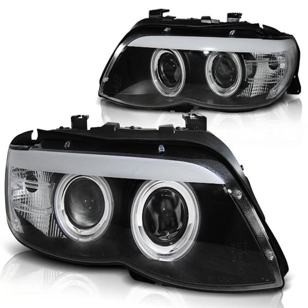 Xenon Scheinwerfer Angel Eyes für BMW X5 E53 Facelift Bj. 03-06 Schwarz