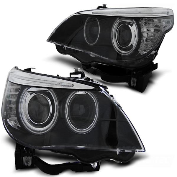 Xenon CCFL Angel Eyes Scheinwerfer für BMW 5er E60/E61 05-07 schwarz