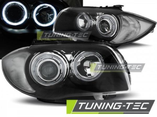 LED Angel Eyes Scheinwerfer für BMW 1er E81, E82, E87, E88 04-11 schwarz