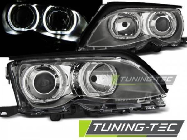 Scheinwerfer LED Angel Eyes für BMW 3er E46 Limo Touring Bj. 01-05 Chrom