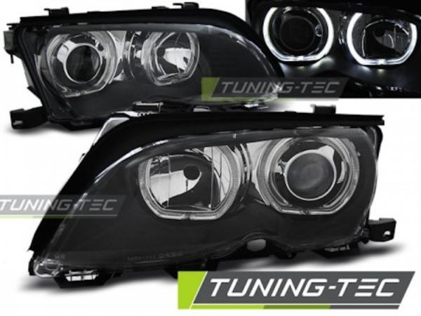 Scheinwerfer LED Angel Eyes für BMW 3er E46 Limo Touring Bj. 01-05 Schwarz