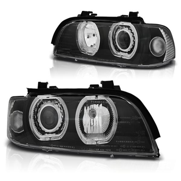 LED Angel Eyes Scheinwerfer für BMW 5er E39 95-03 Lim./Touring Schwarz
