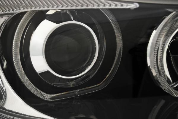 Scheinwerfer Angel Eyes für BMW E90/E91 Bj. 03/2005-2008 Schwarz weiße LED Ringe