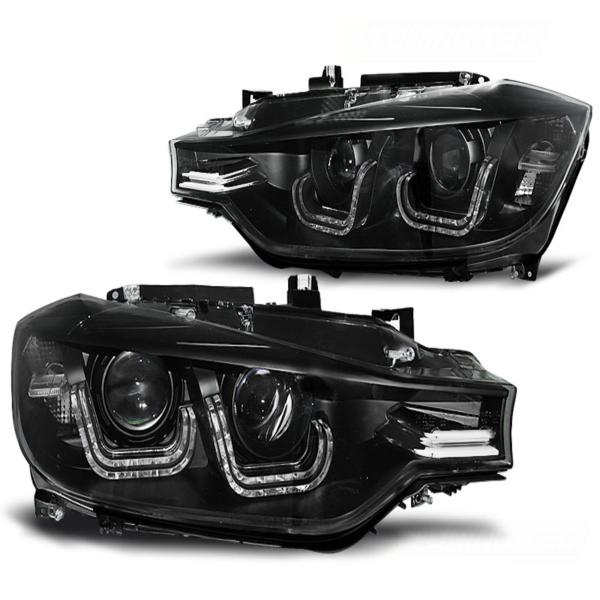 LED Tagfahrlicht Angel Eyes Scheinwerfer für BMW 3er F30/F31 11-15 schwarz