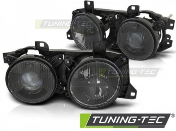 Scheinwerfer Klarglas für BMW 5er E34 7er E32 Bj. 86-95 Schwarz mit Fadenkreuz