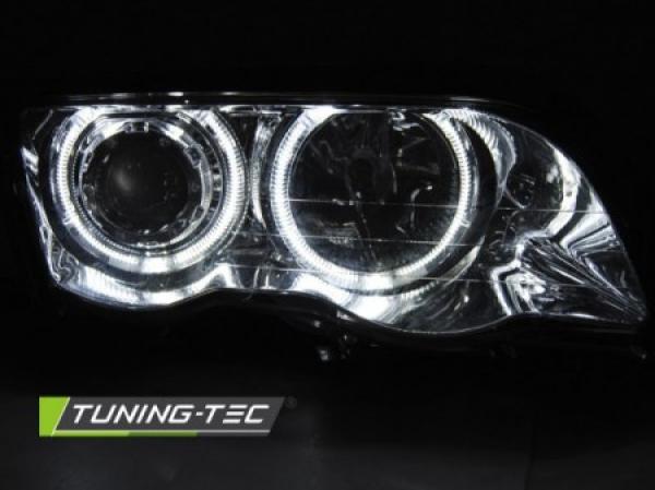 Scheinwerfer LED Angel Eyes für BMW 3er E46 Limo Touring Bj. 98-01 Chrom