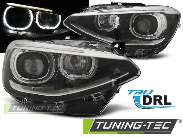 LED Tagfahrlicht Angel Eyes Scheinwerfer für BMW 1er F20/F21 11-14 schwarz