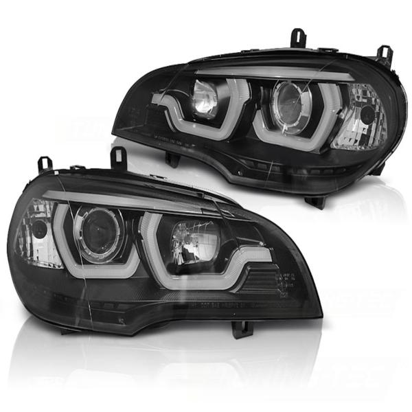 LED Tagfahrlicht Angel Eyes Scheinwerfer für BMW X5 E70 07-10/10-13 schwarz