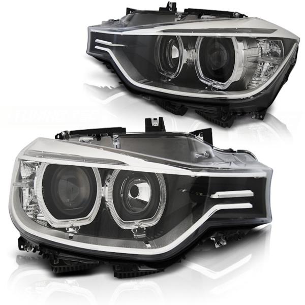 LED Tagfahrlicht Angel Eyes Scheinwerfer für BMW 3er F30/F31 11-15 schwarz