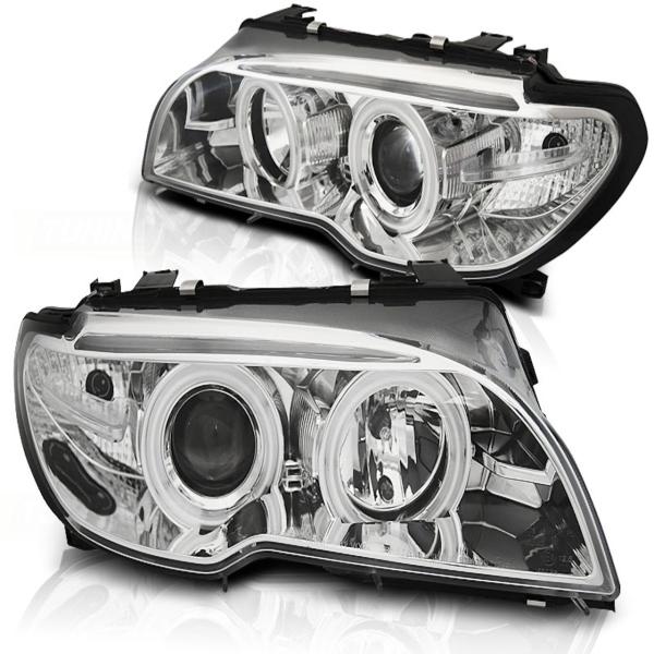 Xenon Scheinwerfer CCFL Angel Eyes für BMW 3er E46 Coupe Cabrio Bj. 03-06 Chrom