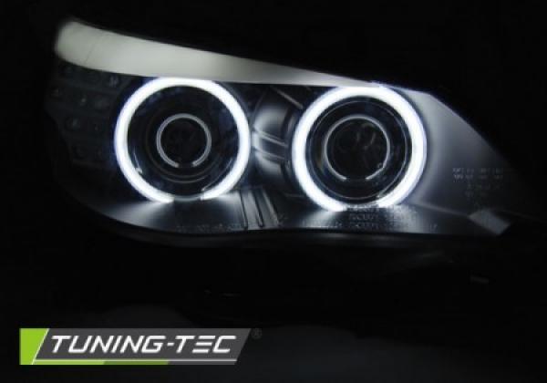 Scheinwerfer CCFL Angel Eyes für BMW 5er E60 E61 03-07 Schwarz mit LED Blinker