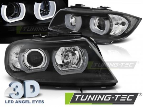 3D LED Angel Eyes Scheinwerfer für BMW 3er E90/E91 05-08 schwarz