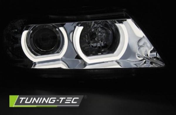 Xenon Scheinwerfer 3D Angel Eyes für BMW 3er E90 E91 Bj. 05-08 Chrom