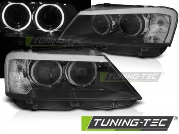 LED Tagfahrlicht Angel Eyes Scheinwerfer für BMW X3 F25 Bj. 10-14 Schwarz