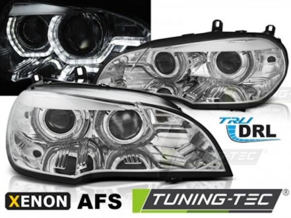 Xenon Scheinwerfer DRL LED Tagfahrlicht für BMW X5 E70 Bj. 07-10 Chrom AFS