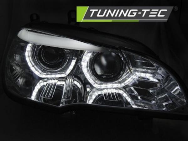 Xenon Scheinwerfer DRL LED Tagfahrlicht für BMW X5 E70 Bj. 07-10 Chrom AFS