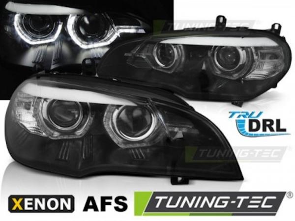 Xenon Scheinwerfer DRL LED Tagfahrlicht für BMW X5 E70 Bj. 07-10 Schwarz AFS