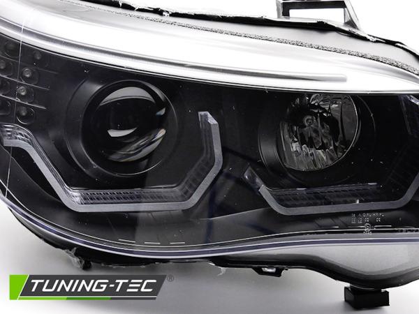 3D LED Angel Eyes Scheinwerfer für BMW 5er E60 / E61 03-07 schwarz LED Blinker
